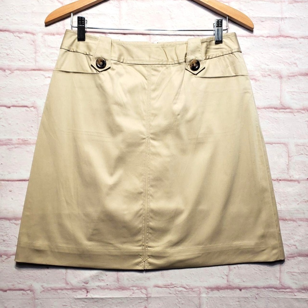 WHBM Khaki Stretch Pencil Skirt 4 Old Money Quiet Luxury Office‎ Chic Lined NWT